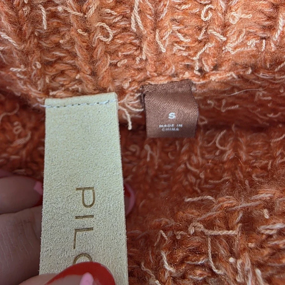 Pilcro Anthropologie Orange Tan Striped Oversized Rugby Texture Tunic Sweater‎ S